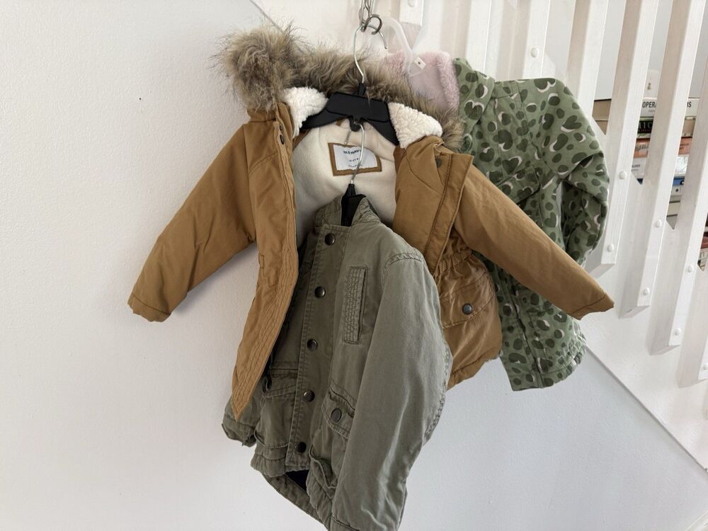 Bundle x3  Girls Sherpa Winter Coat Jackets Parka Style Sizes 12M to 3T